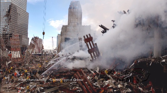Wreckage of World Trade Center following Sept. 11 attacks