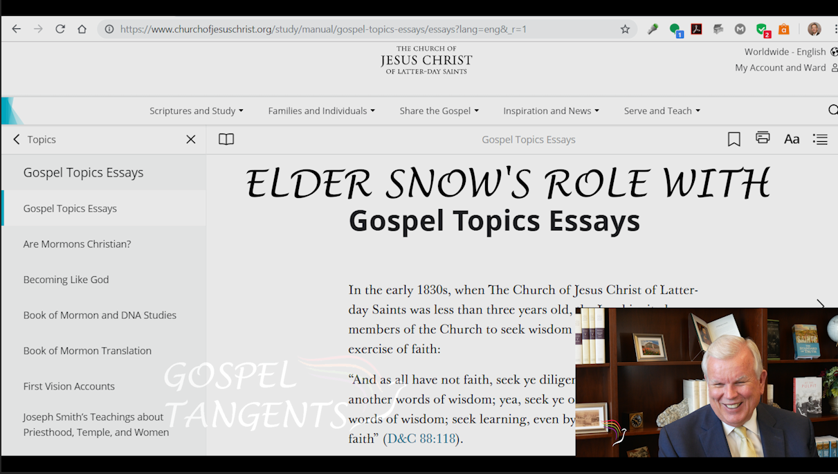 Gospel Topics Essays - Elder Snow’s Role with Gospel Topics Essays (Part 2 of 4) - Mormon History Podcast