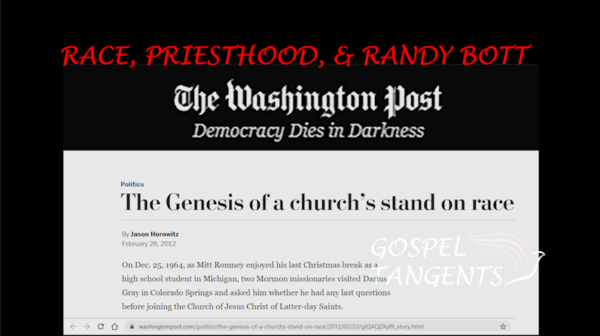 Randy Bott made unfortunate headlines in the Washington Post over his comments about the race policy before 1978.